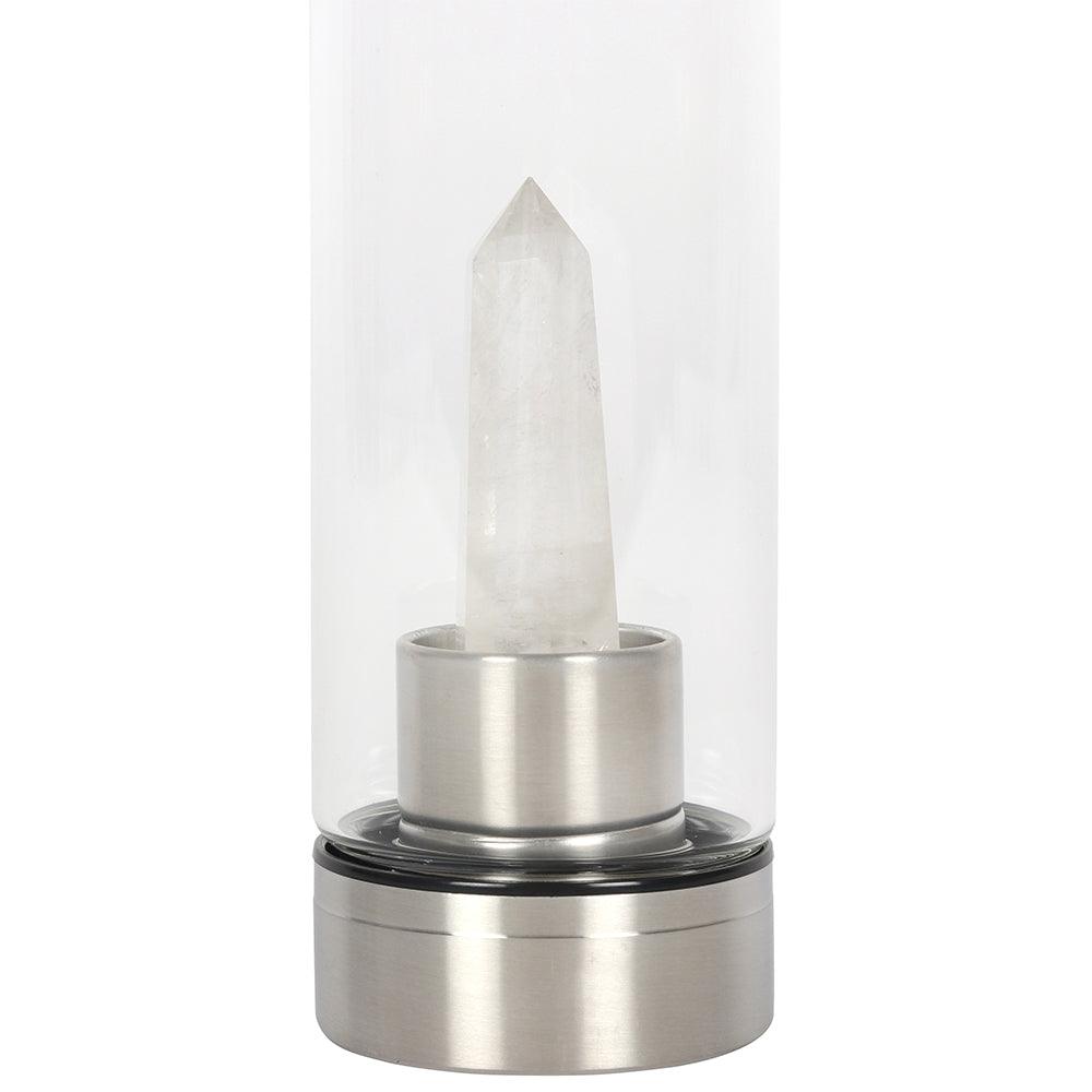 Clear Quartz Energising Glass Water Bottle-Drinkware