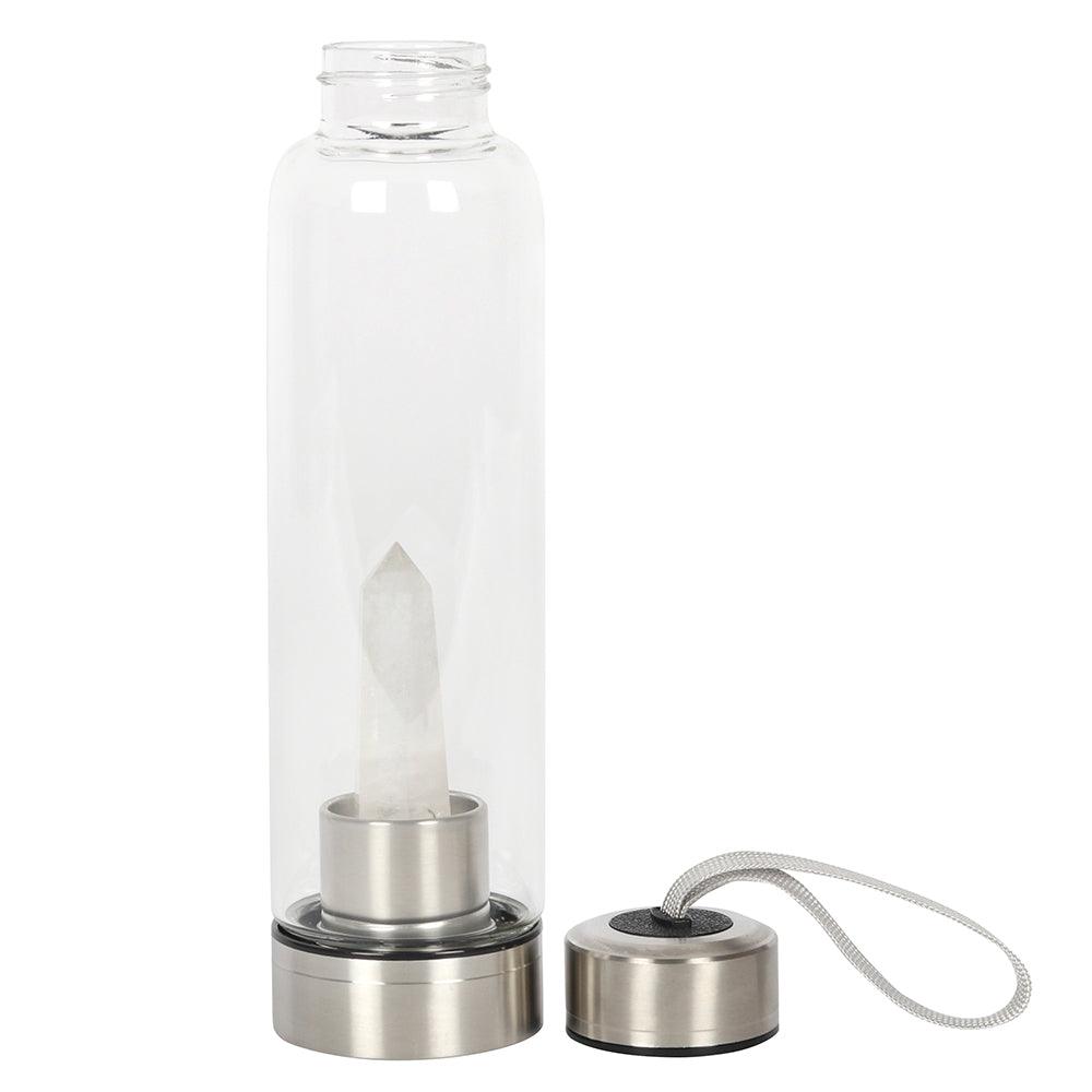 Clear Quartz Energising Glass Water Bottle-Drinkware