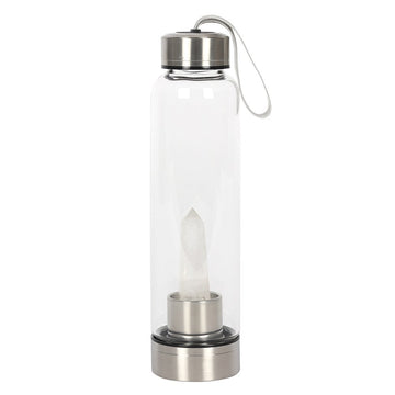 Clear Quartz Energising Glass Water Bottle - £34.99 - Drinkware 