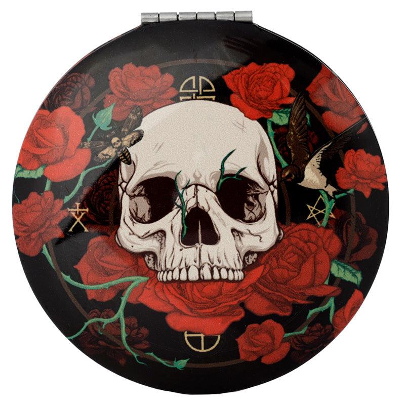 Compact Mirror - Skulls and Roses-