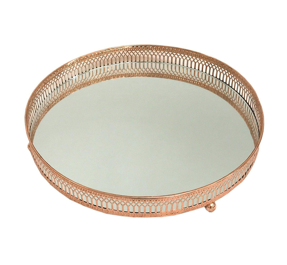 Copper Coloured Mirror Candle Plate - £26.99 - Candle Holders & Plates 