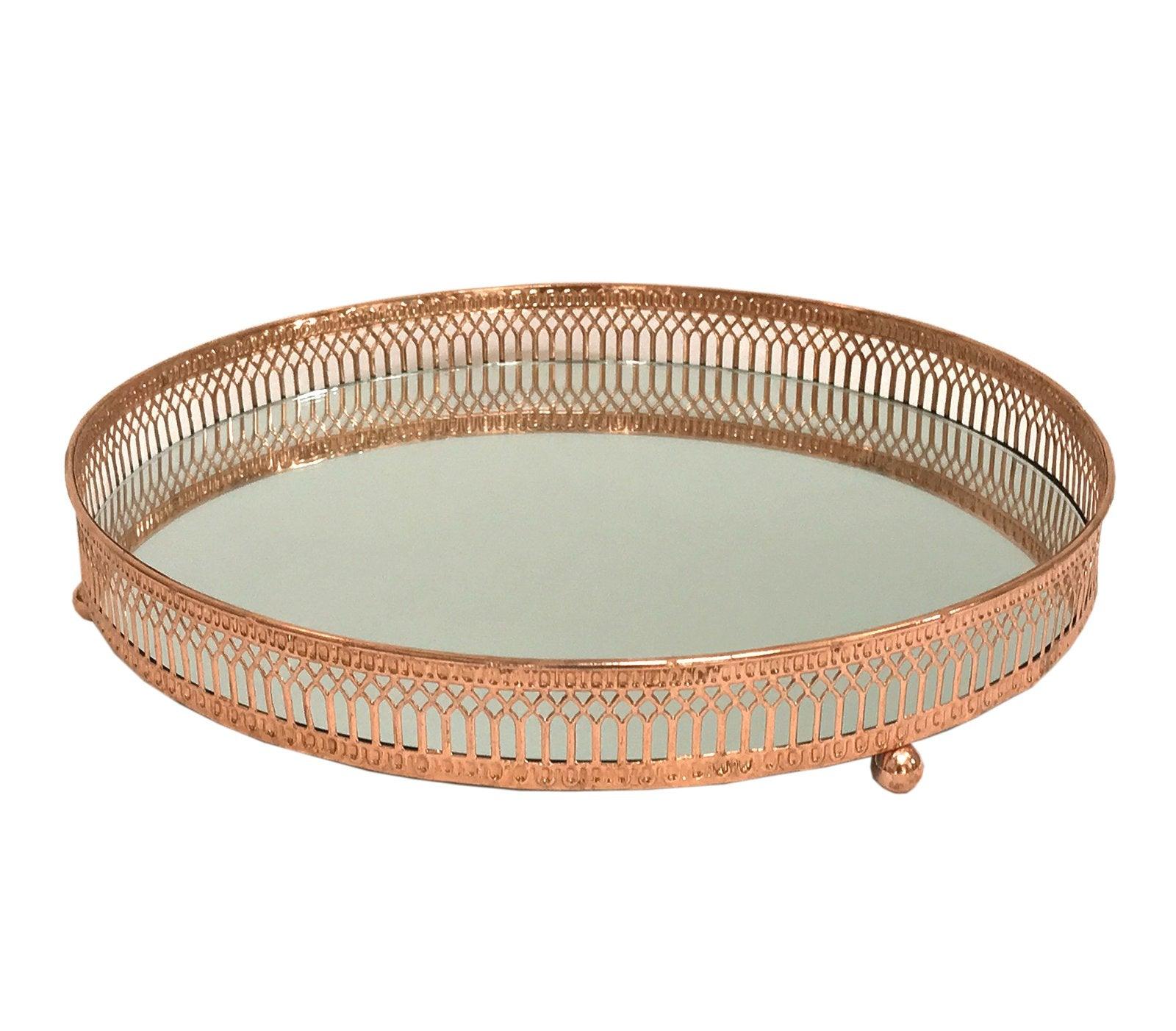 Copper Coloured Mirror Candle Plate - £26.99 - Candle Holders & Plates 