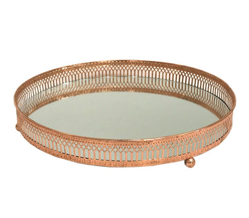 Copper Coloured Mirror Candle Plate - £26.99 - Candle Holders & Plates 