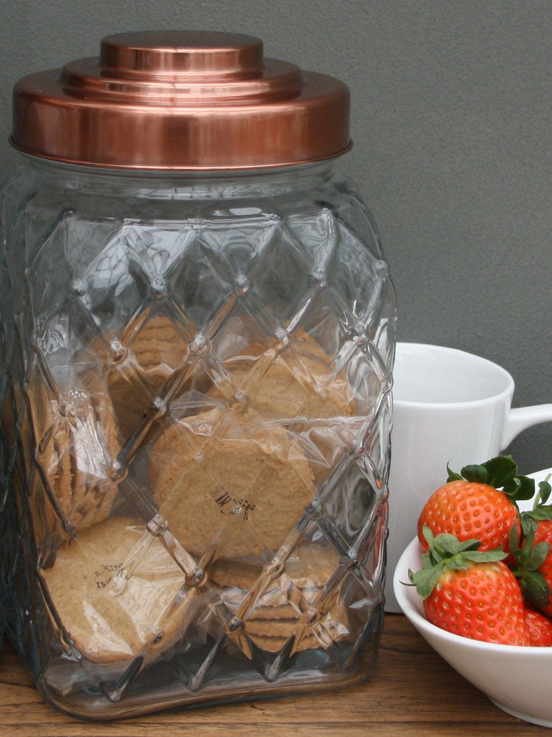Copper Lidded Square Glass Jar - 10.5 Inch Med - £26.99 - Kitchen Storage 