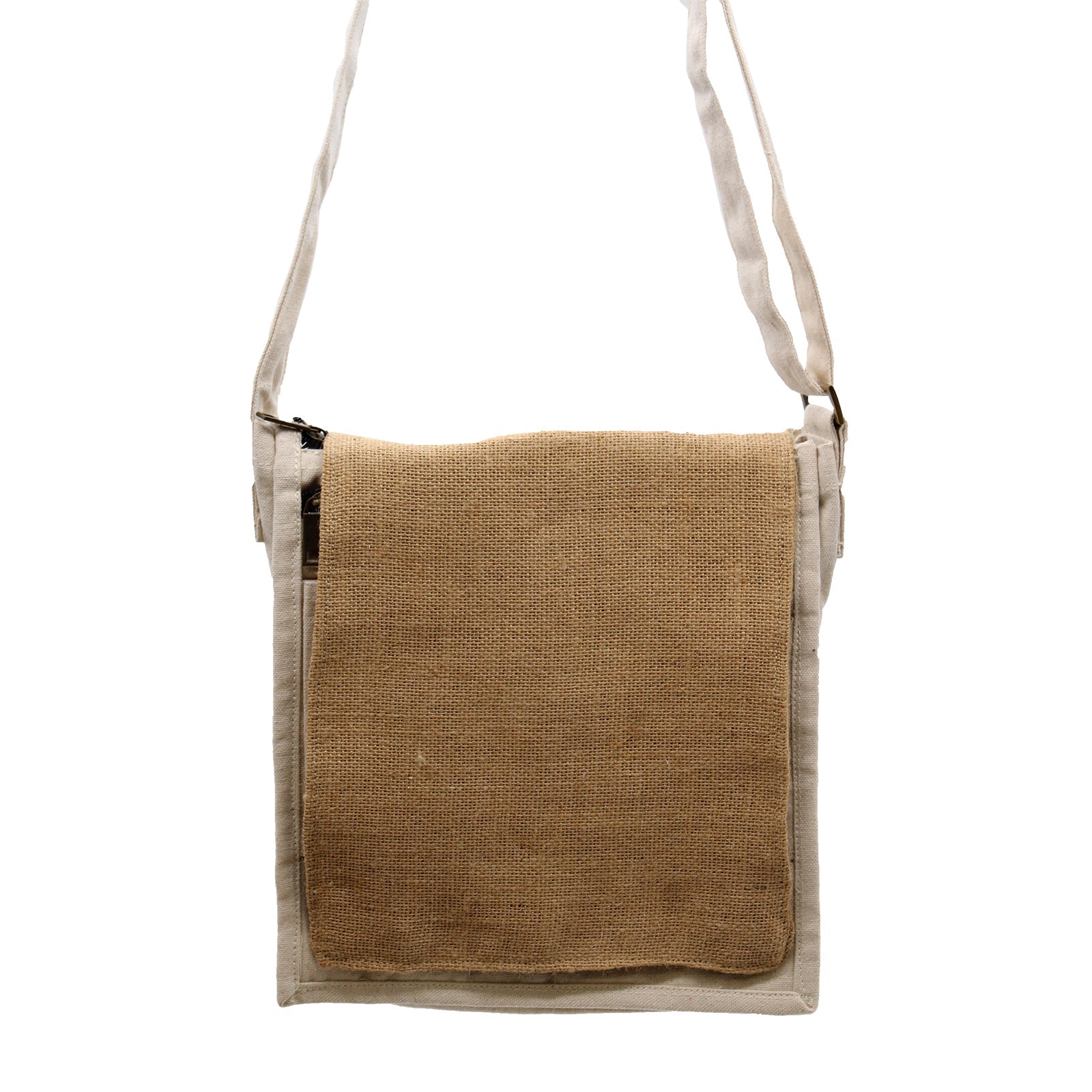 Cotton Canvas Messenger Bag - Natural and Soft Jute - £35.0 - 