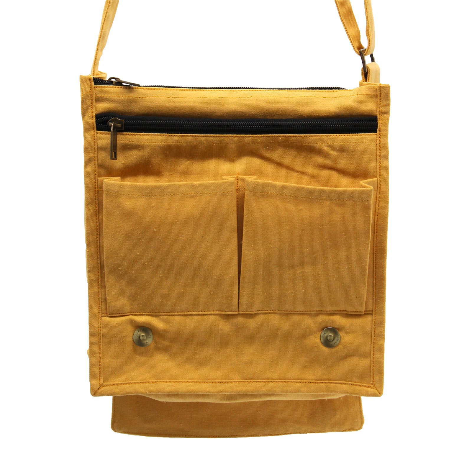 Cotton Canvas Messenger Bag - Yellow-