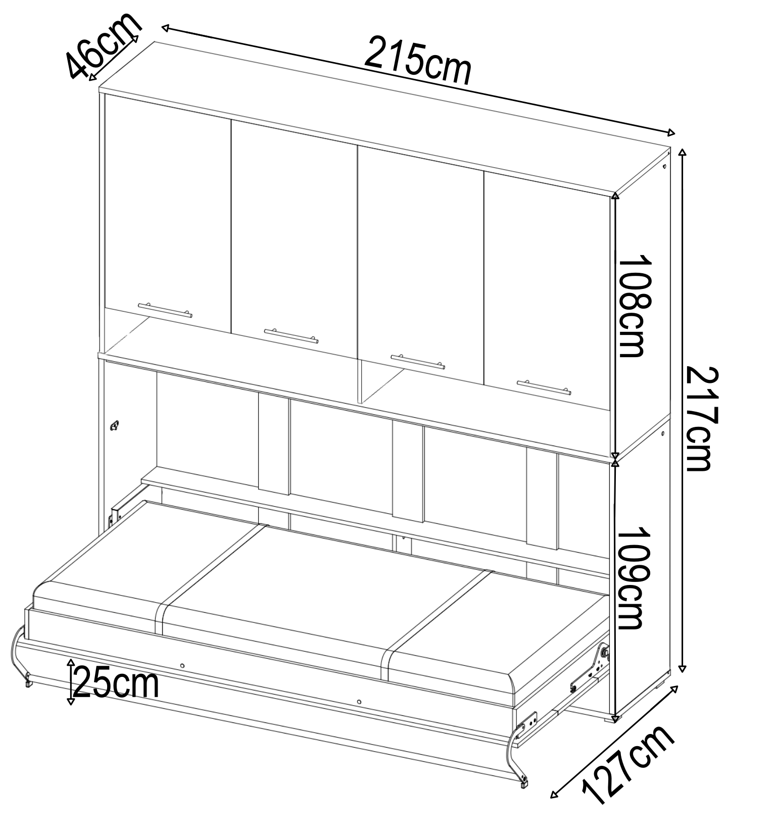 CP-06 Horizontal Wall Bed Concept 90cm with Over Bed Unit-Wall Bed with Storage Unit