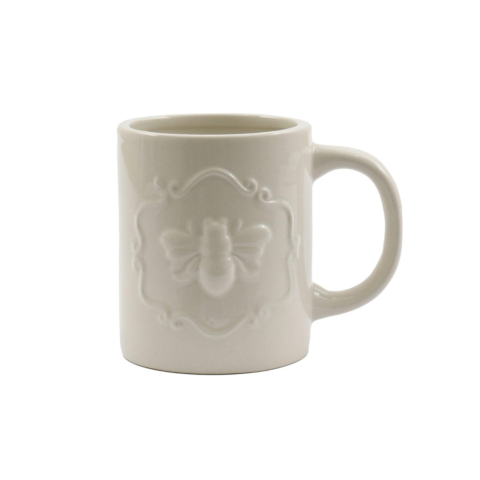 Cream Ceramic Embossed Bee Mug-