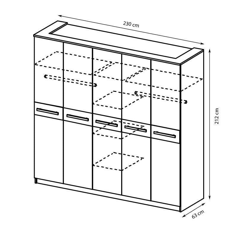 Cremona 5 Door Wardrobe 230cm - £734.4 - Hinged Door Wardrobe 