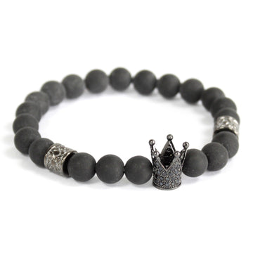 Crystal Crown / Black Agate - Gemstone Bracelet - £37.0 - 