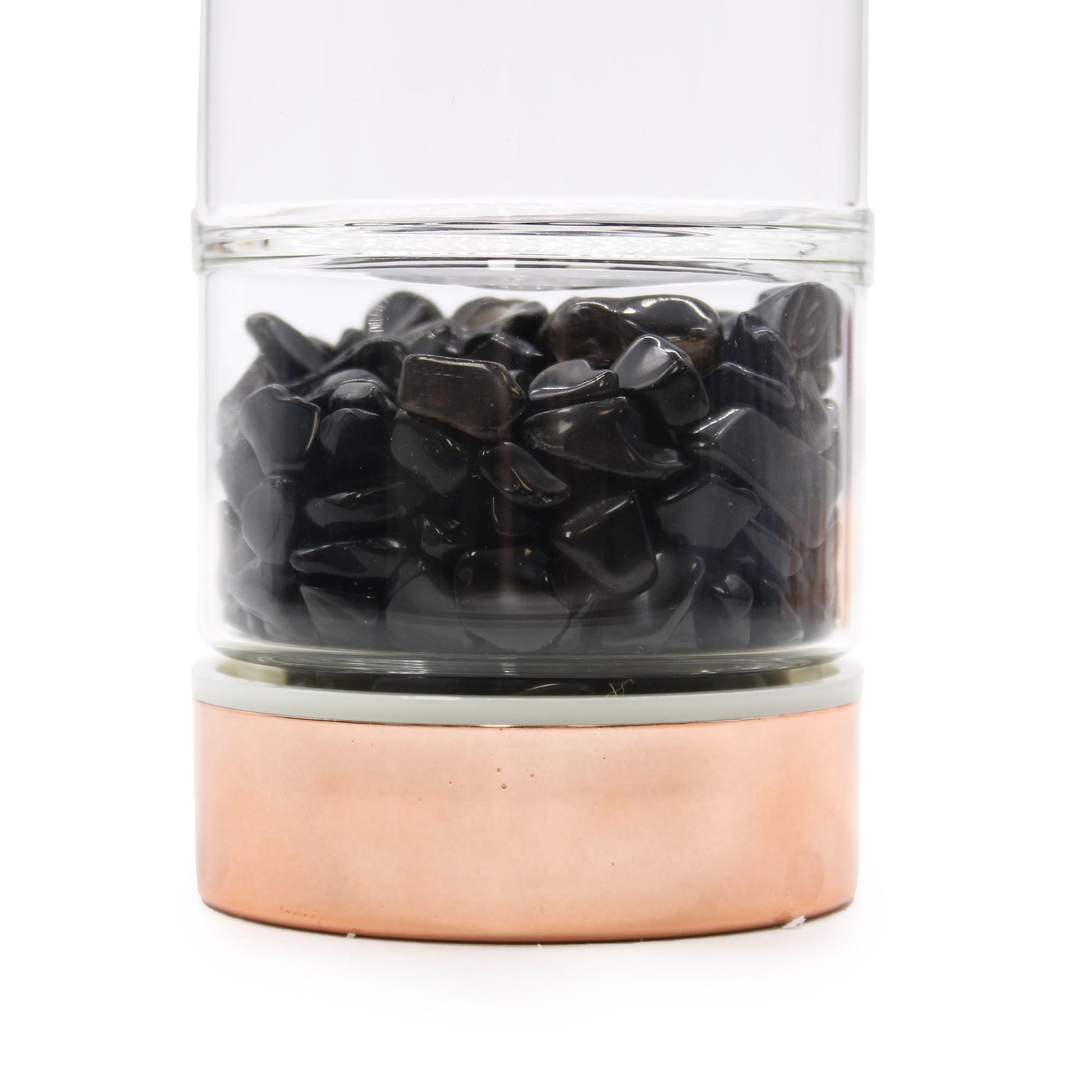 Crystal Glass Tea Infuser Bottle - Rose Gold - Onyx-