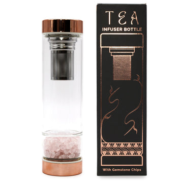 Crystal Glass Tea Infuser Bottle - Rose Gold - Rose Quartz - £40.78 - 