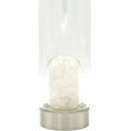 Crystal Infused Glass Water Bottle - Cleansing Clear Quartz - Chips-