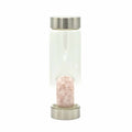 Crystal Infused Glass Water Bottle - Rejuvenating Rose Quartz - Chips - £39.0 - 