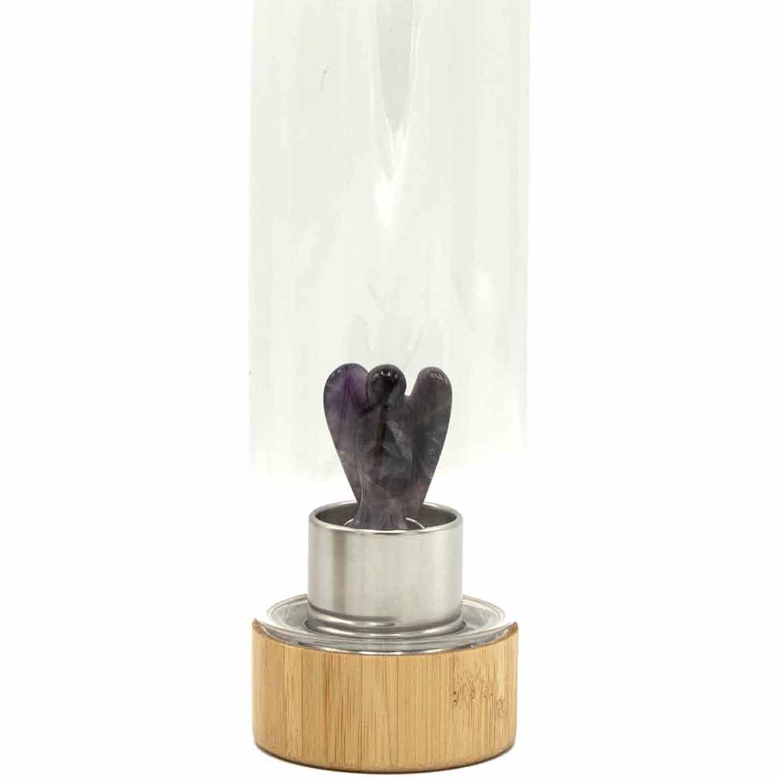 Crystal Infused Glass Water Bottle - Relaxing Amethyst - Angel-