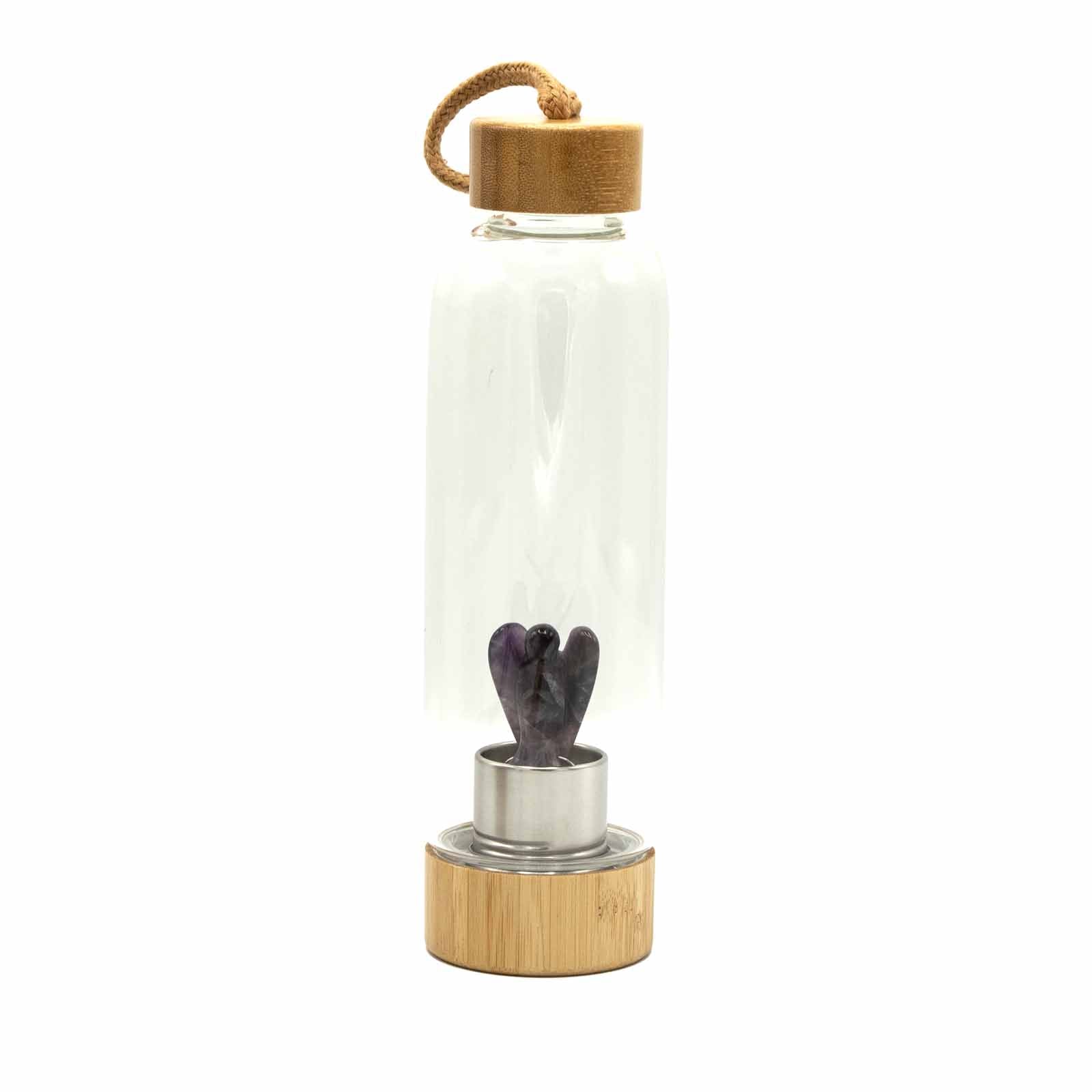 Crystal Infused Glass Water Bottle - Relaxing Amethyst - Angel - £45.0 - 