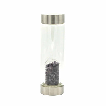 Crystal Infused Glass Water Bottle - Relaxing Amethyst - Chips - £39.0 - 