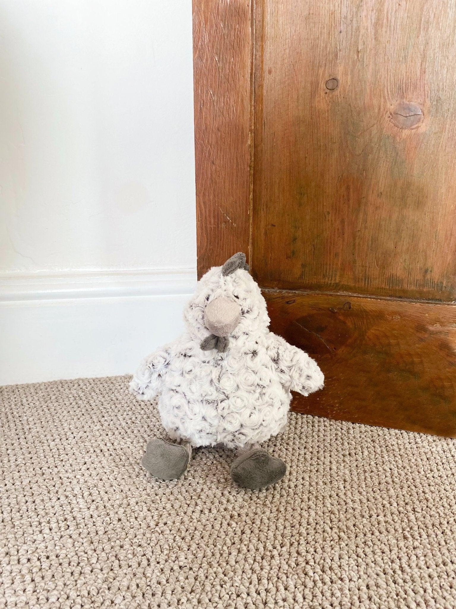 Curled Fur Fabric Grey Chicken Doorstop - £22.99 - 