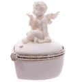 Cute Glitter Wings Heart Shaped Cherub Trinket Box-