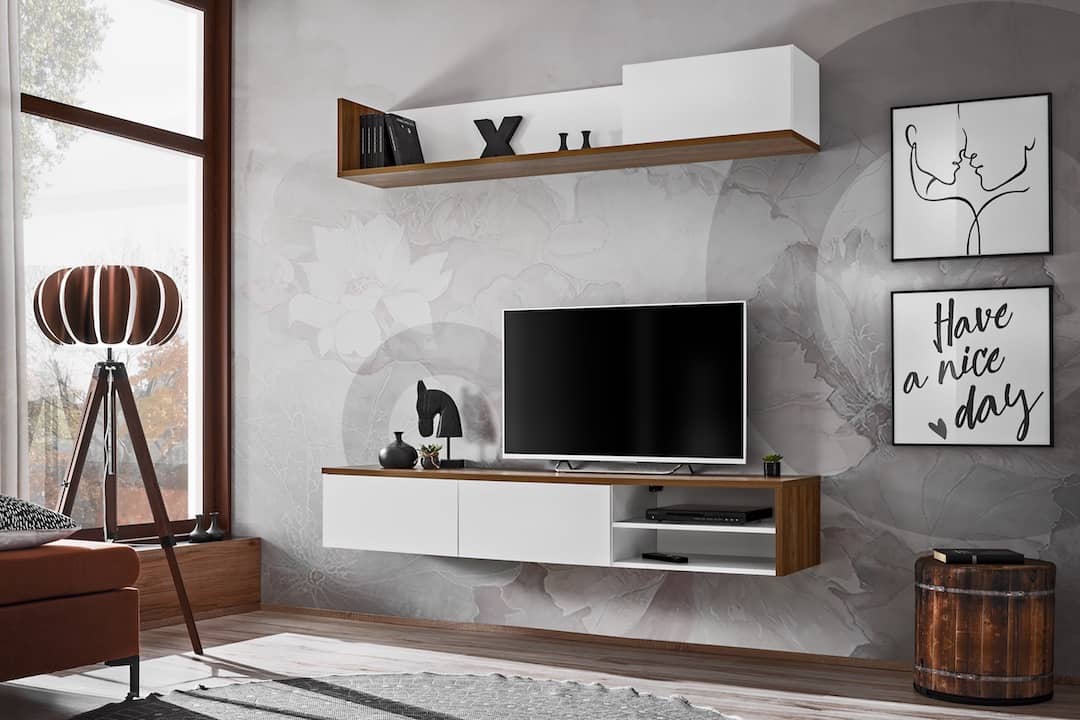 Dallas TV Entertainment Unit White Wall Unit 