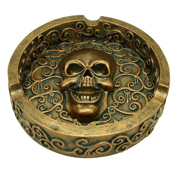 Decorative Ashtray - Metallic Brushed Gold Effect Skull - £9.99 - 