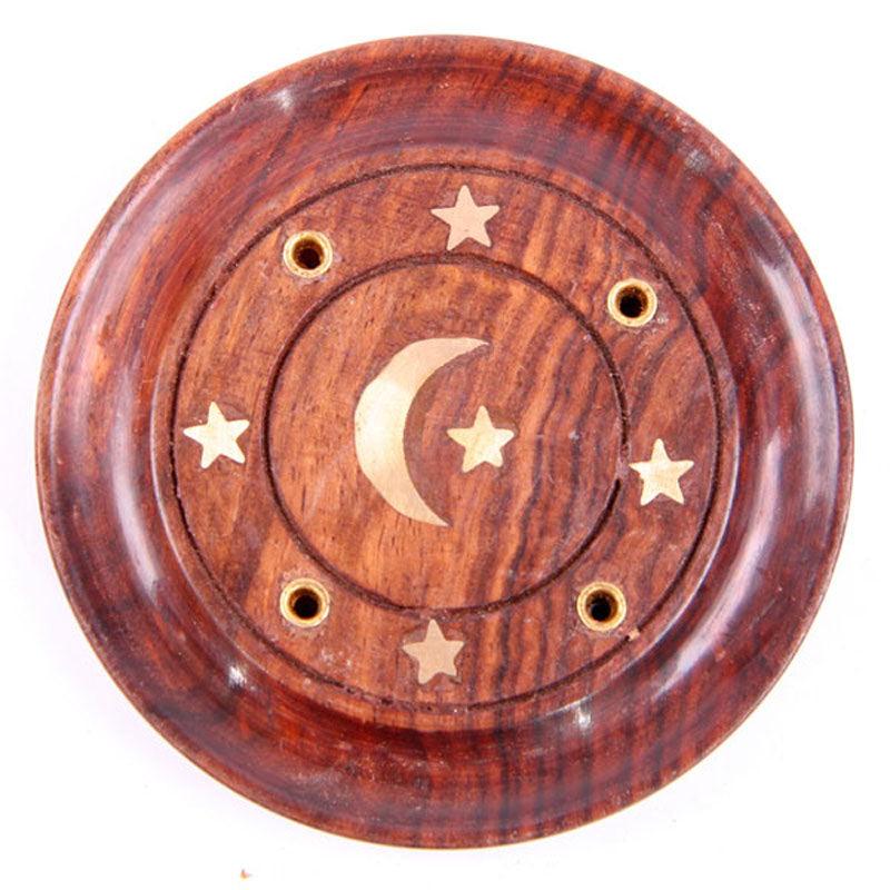 Decorative Sheesham Wood Round Ashcatcher Moon and Stars - £6.0 - 