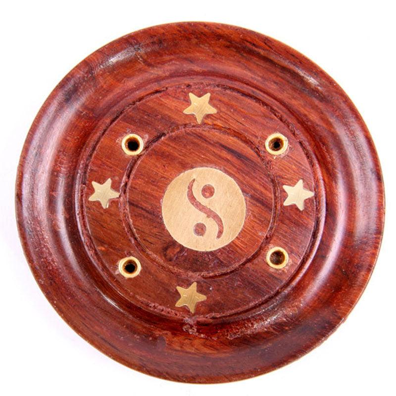 Decorative Sheesham Wood Round Yin Yang Ashcatcher - £6.0 - 