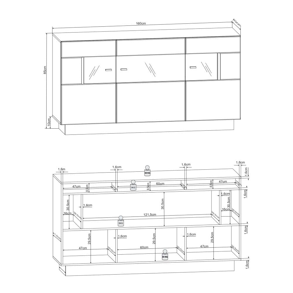 Denira 84 Display Sideboard Cabinet-Living Display Sideboard Cabinet
