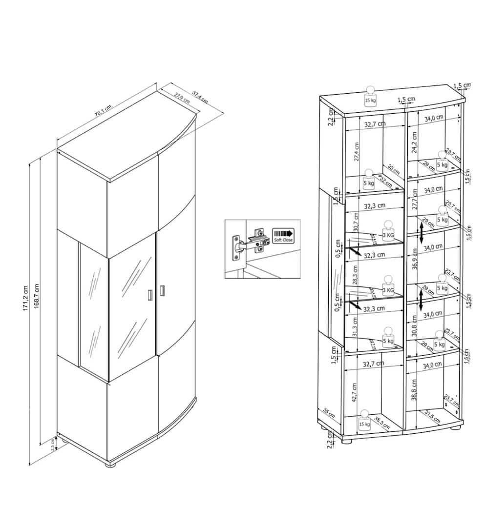 Dera 32 Tall Display Cabinet-Tall Display Cabinet