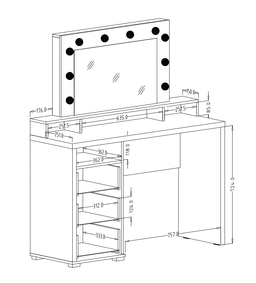 Diva 49 Dressing Table-Dressing Table