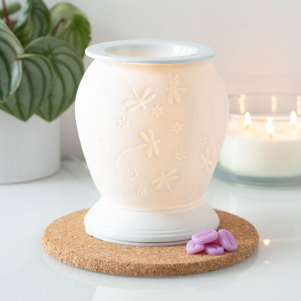 Dragonfly White Ceramic Electric Burner - £25.99 - Oil Burners 