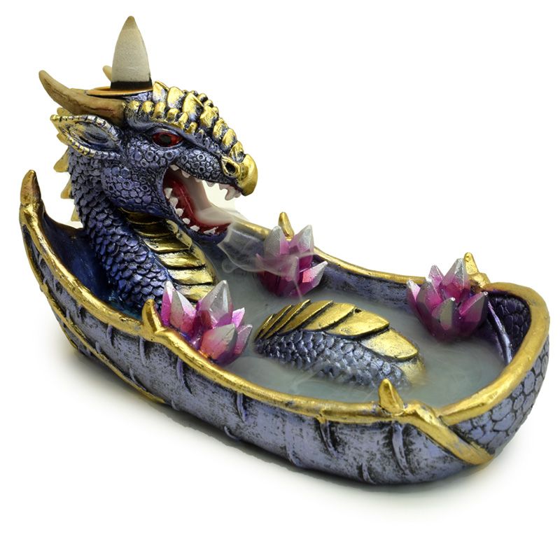 Elements Amethyst Crystal Dragon Backflow Incense Burner - £38.0 - 