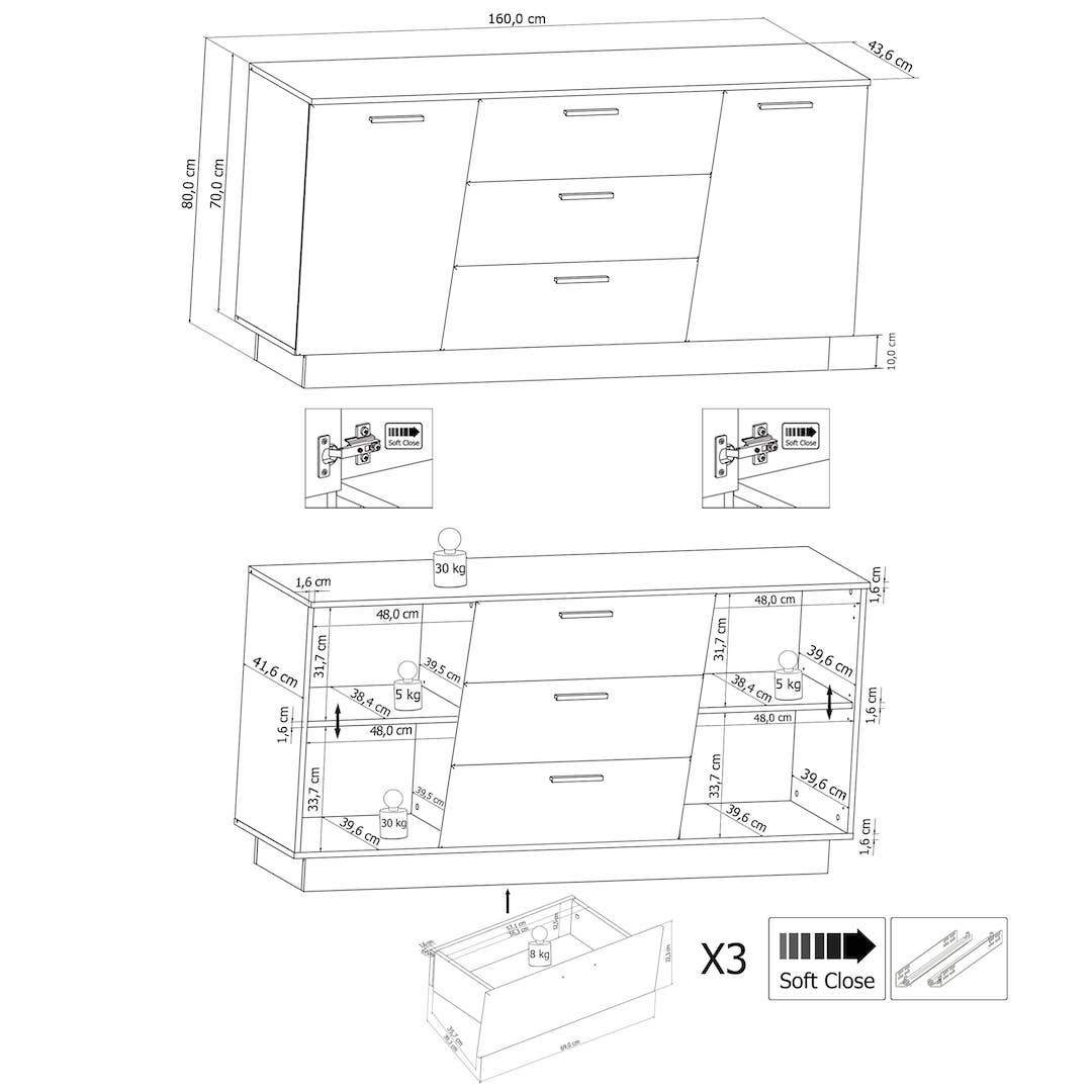 Emira 84 Sideboard Cabinet-Living Sideboard Cabinet