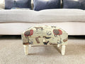 Equestrian Fabric Footstool with Drawer-