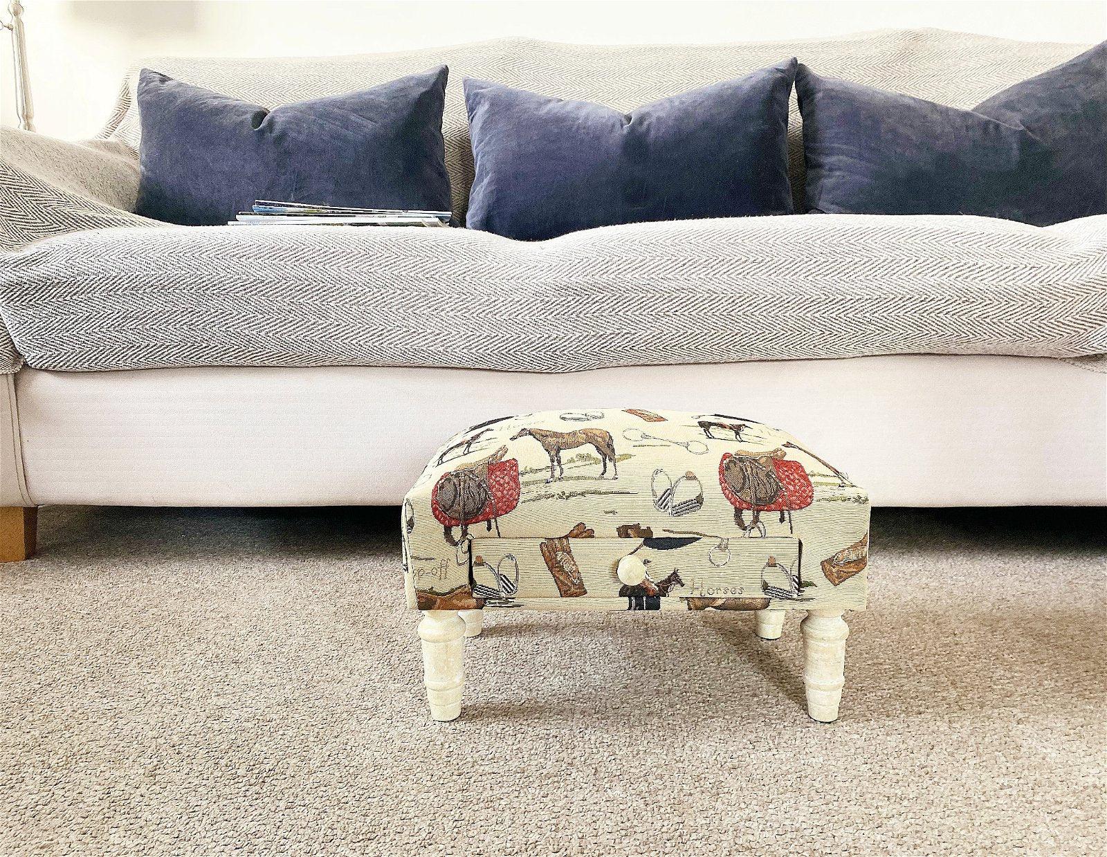 Equestrian Fabric Footstool with Drawer - £70.99 - 