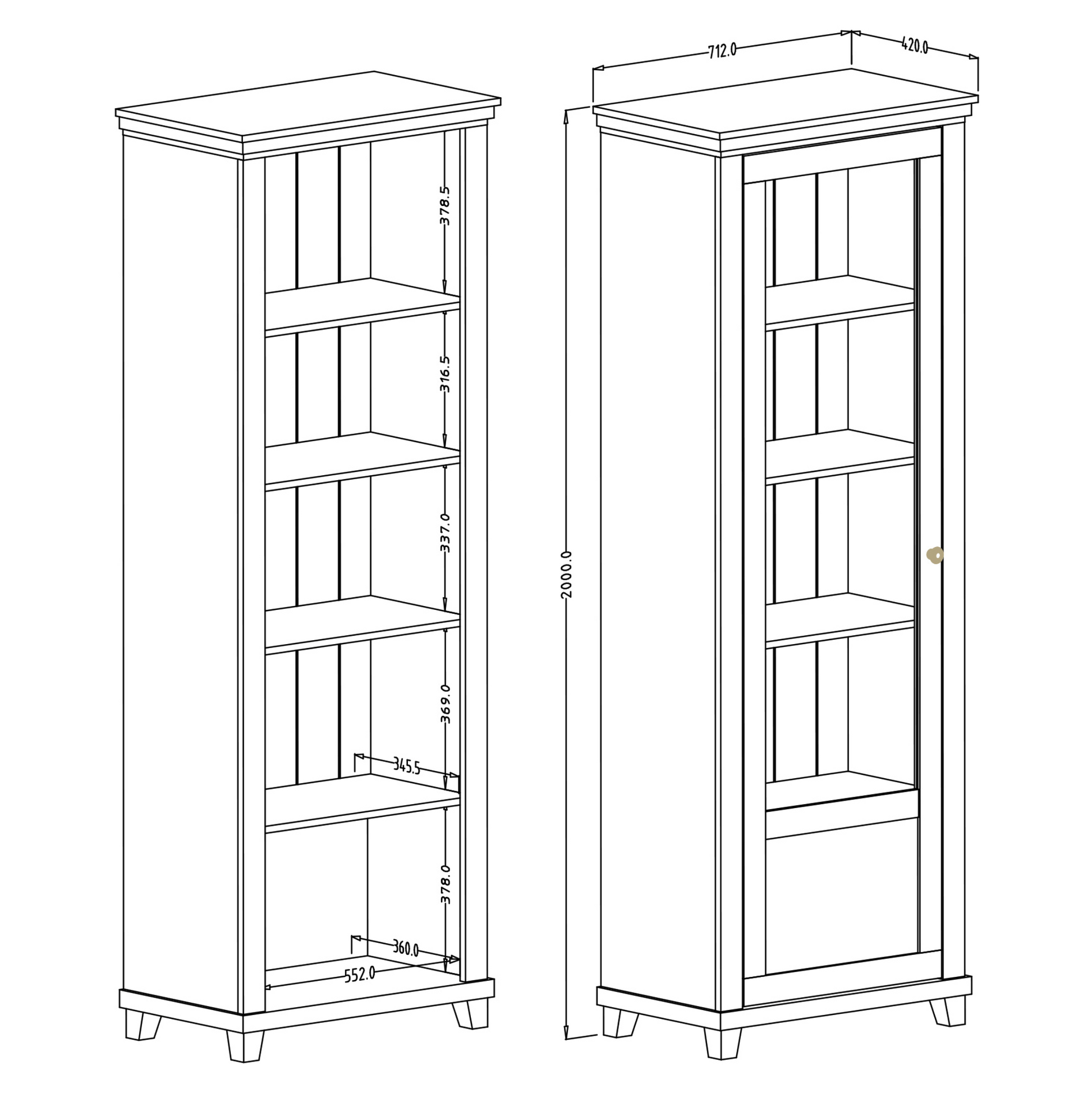 Evora 05 Tall Display Cabinet [Left]-Tall Display Cabinet