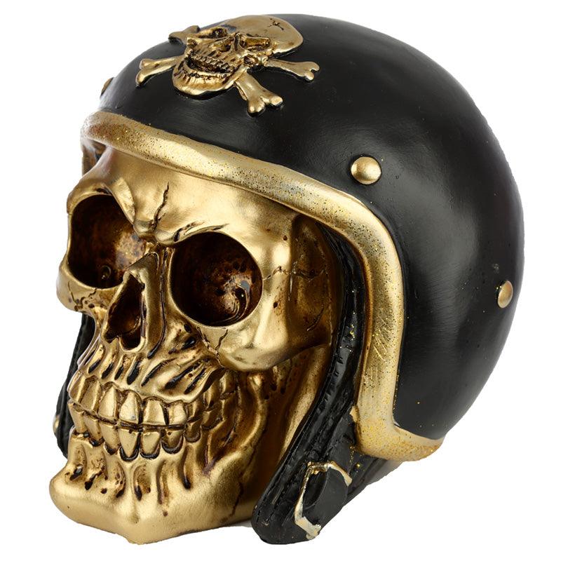 Fantasy Biker Helmet Gold Punk Skull Ornament - £19.99 - 