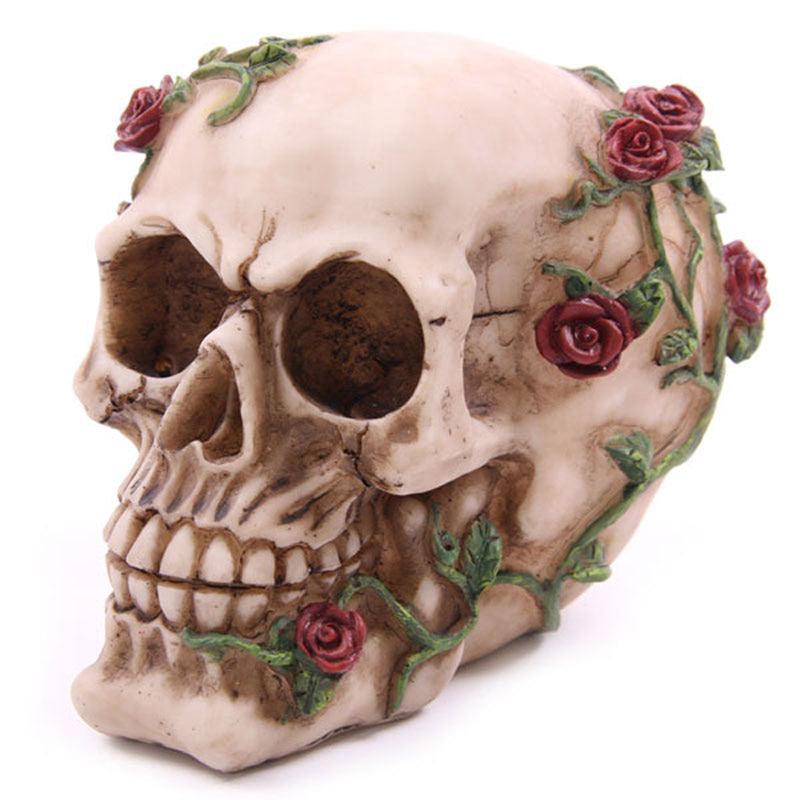 Fantasy Skull Head with Roses Ornament-
