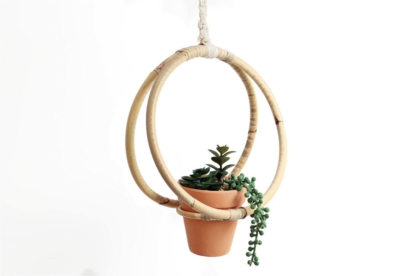 Faux Succulent In Bamboo Hanger-