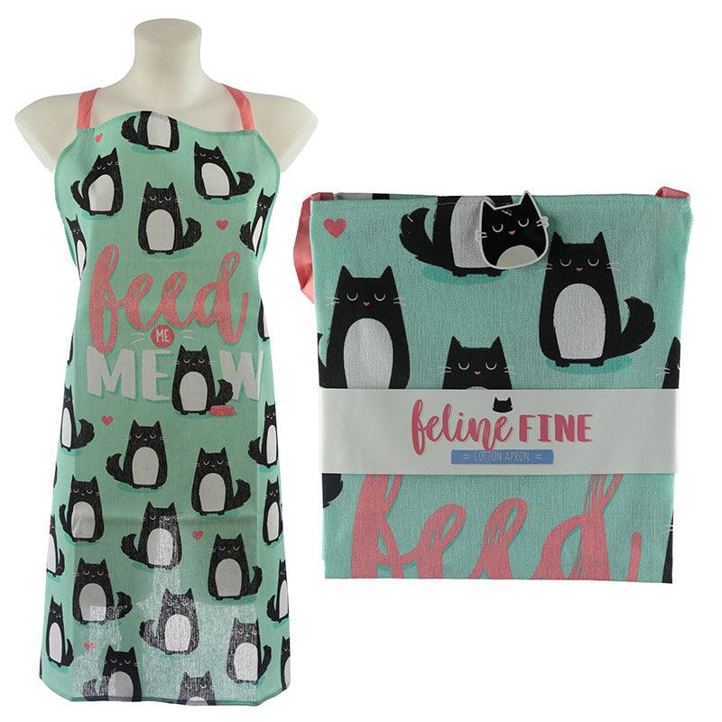 Feed Me Meow Feline Fine Cat Poly Cotton Apron - £8.99 - 