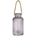 Frosted Grey Glass Lantern with Rope Detail and LED - £29.95 - Lighting > Lanterns > Starry Skies 