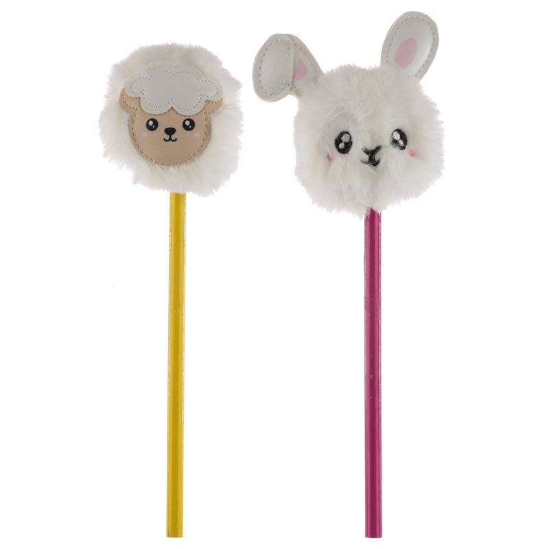 Fun Adoramals Sheep and Bunny Rabbit Pom Pom Pencil with Topper - £6.0 - 