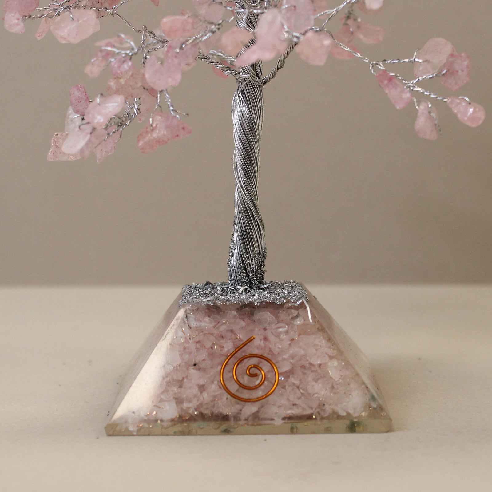 Gemstone Tree with Organite Base - 320 Stone - Rose Quartz-