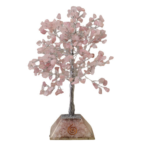 Gemstone Tree with Organite Base - 320 Stone - Rose Quartz-