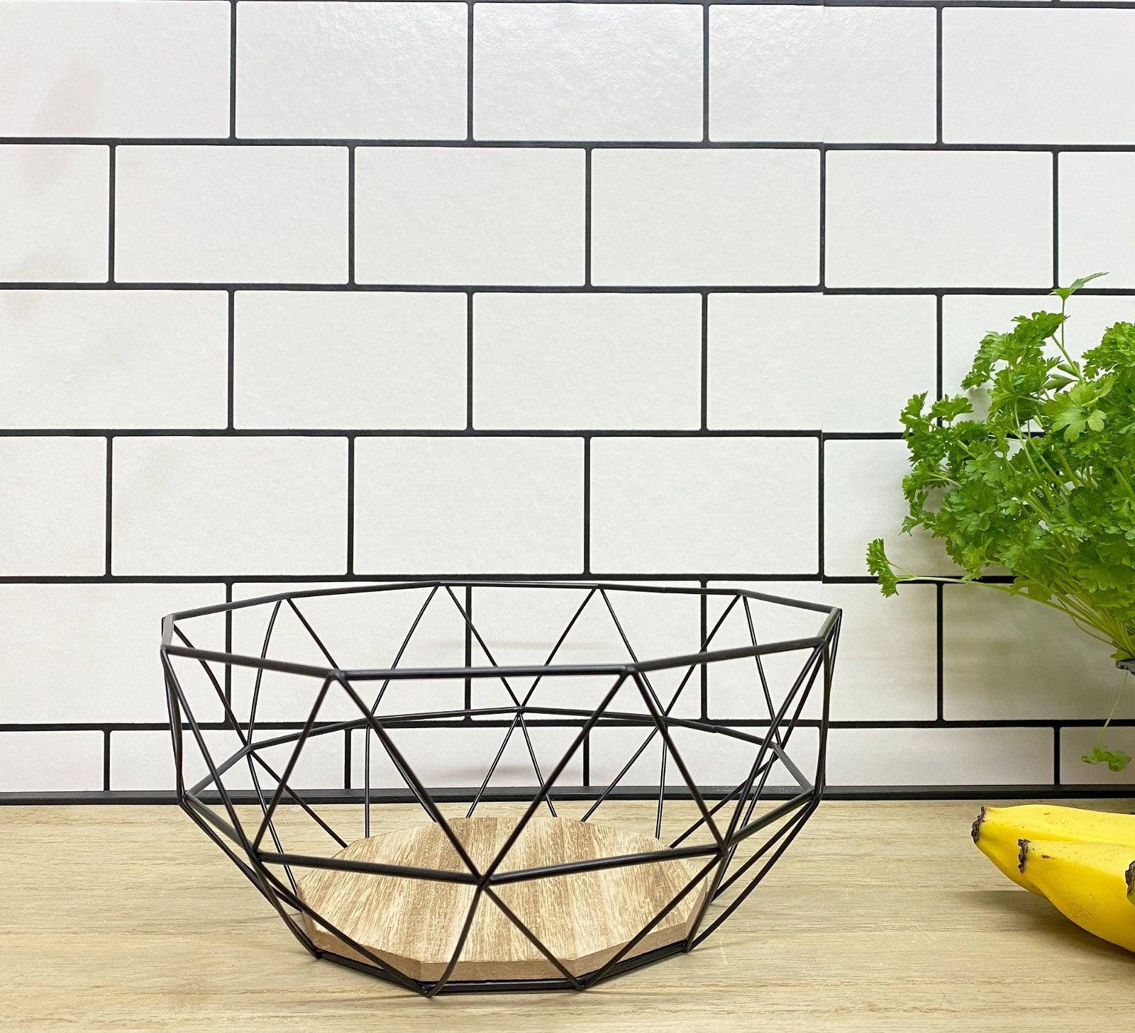 Geometric Black Wire Bowl 26cm-