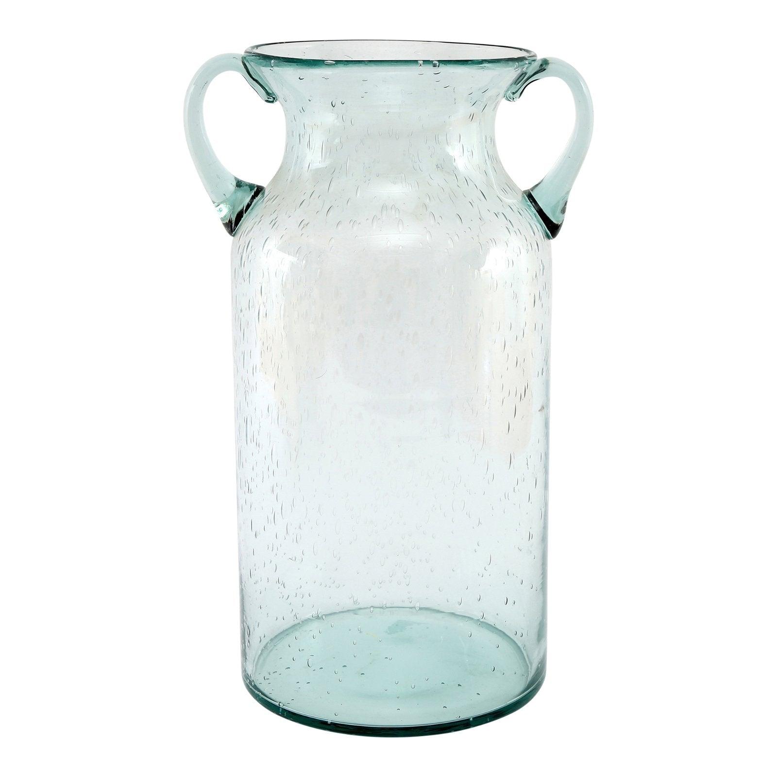 Glass Flower Vase with Handles Daisy Bubble Design 25cm-Vases