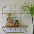Gold Metal Wall Storage Shelf, Basket Design-Wall Hanging Shelving