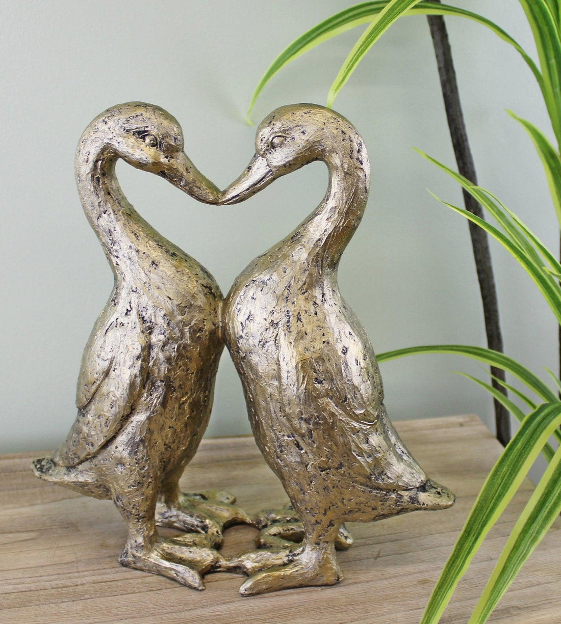 Gold Resin Kissing Ducks Heart Ornament - £41.99 - Animals 