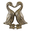 Gold Resin Kissing Ducks Heart Ornament-Animals