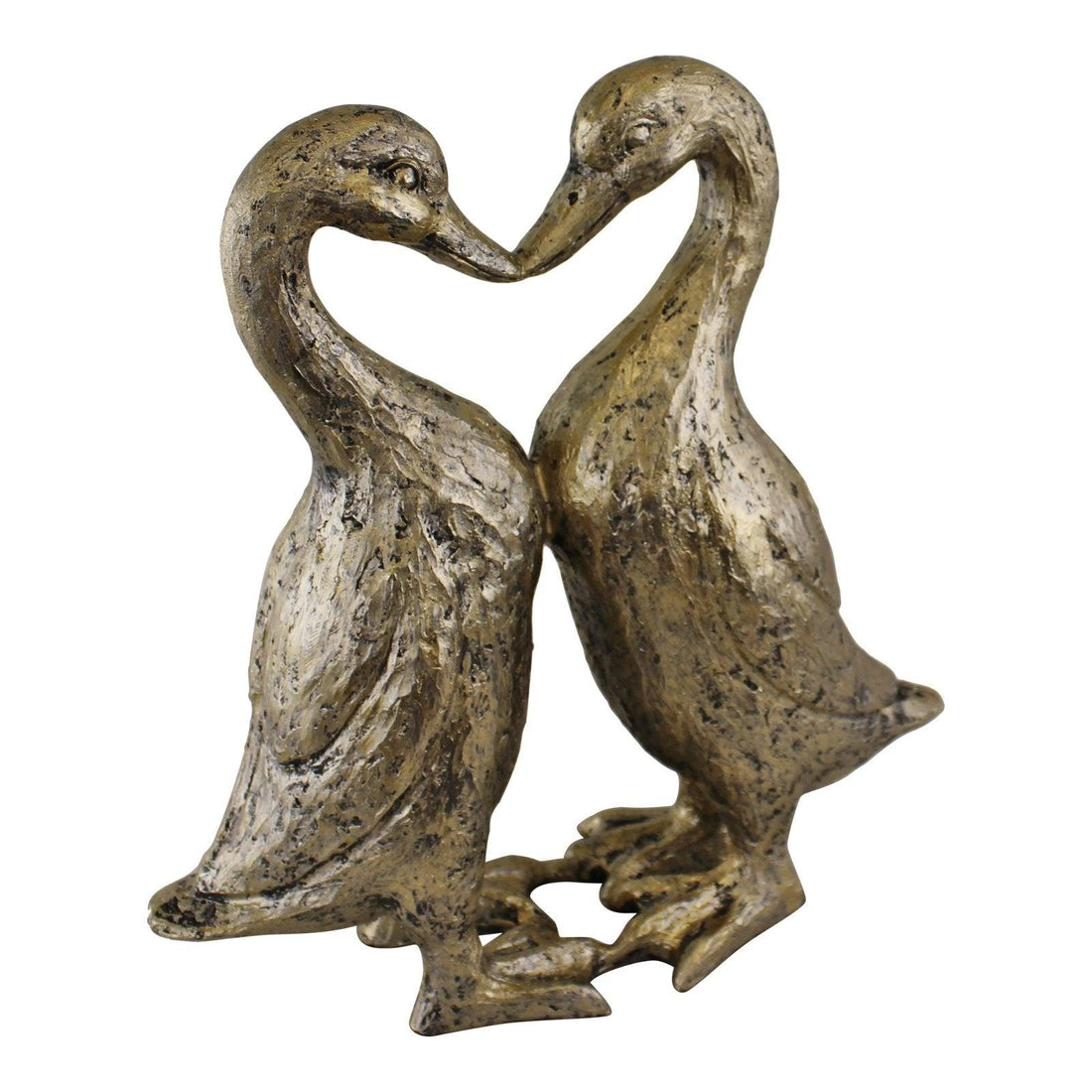 Gold Resin Kissing Ducks Heart Ornament - £41.99 - Animals 